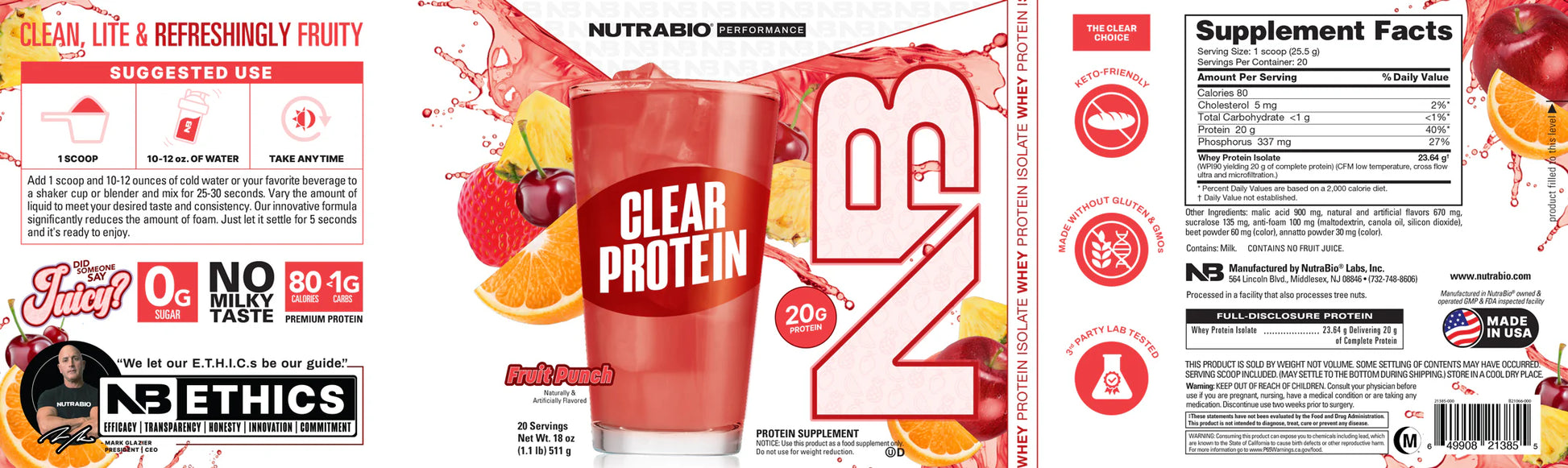 Clear Whey Protein Isolate Powder - NutraBio - ATX Supplements & Nutrition